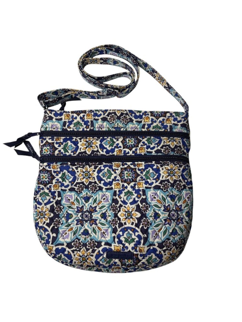 Vera Bradley Lisbon Medallion Hipster Crossbody Bag Quilted Blue Purple Yellow